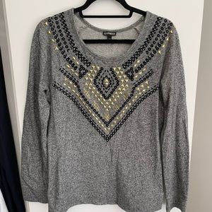 Express sweater w/ metal & velvet embellishments
